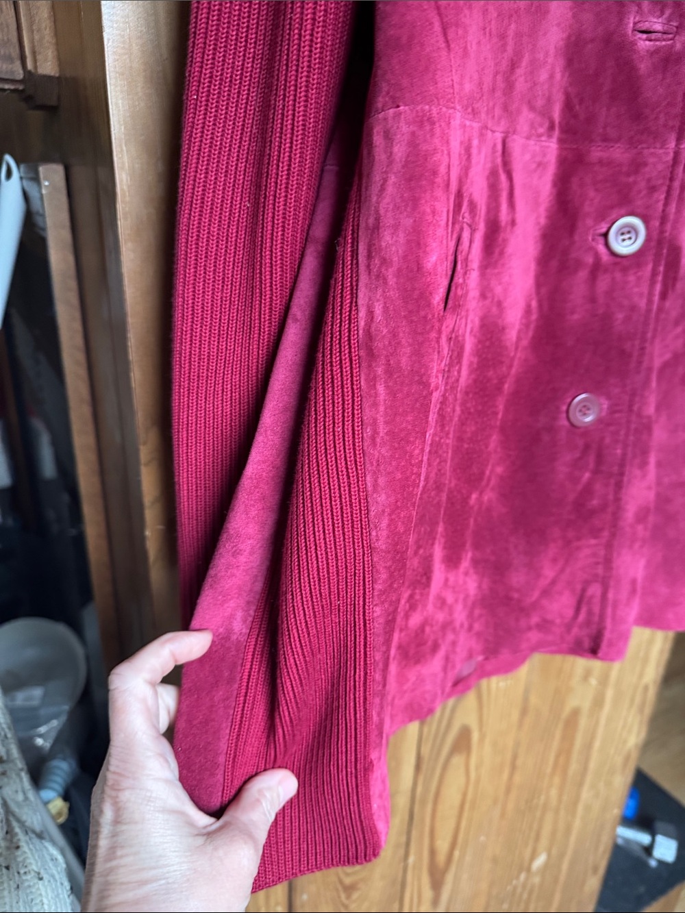 Linea by Louis Dell'Olio Cranberry Shawl-Collar Button Suede jacket - Picture 7 of 11